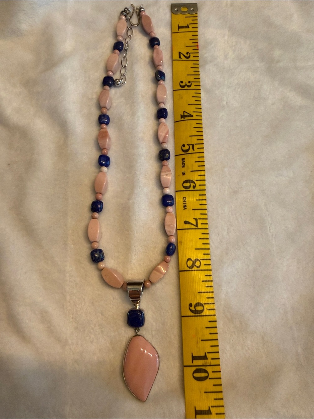 New Jay King Pink Opal & Lapis Pendant Necklace Sterling Clasp (261) - Picture 5 of 5